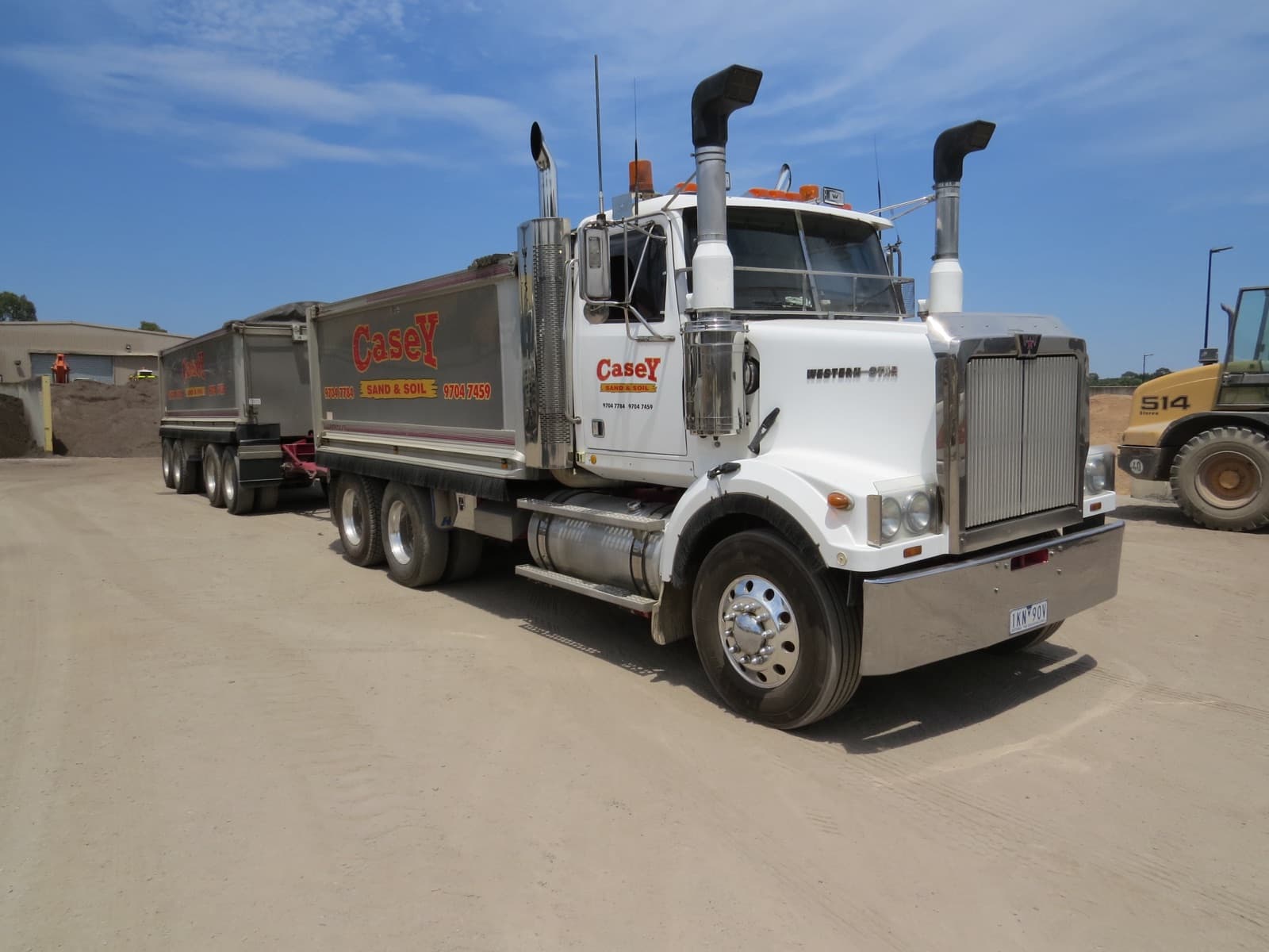 Casey Sand & Soil tipper truck and trailer in the Narre Warren yard